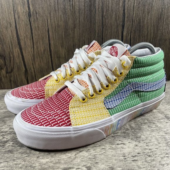 VANS Sk8-Mid PRIDE LGBTQ+ Gay Rainbow Skate Colorblock Shoes Size M 8 W 9.5 - Picture 2 of 10